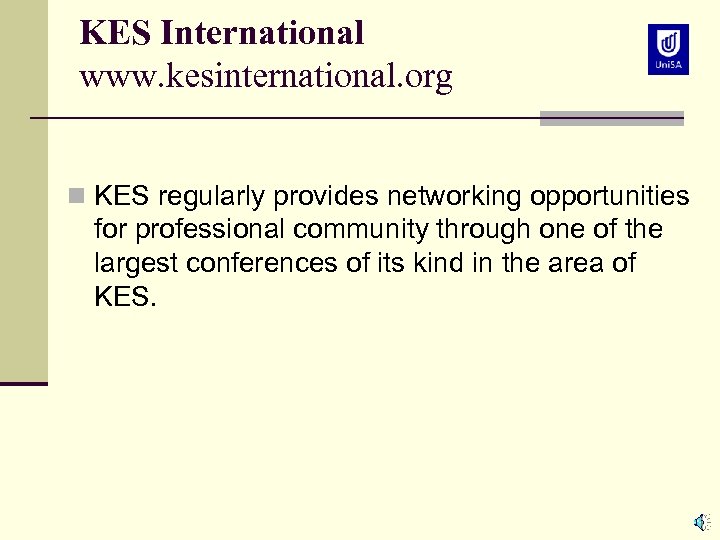 KES International www. kesinternational. org n KES regularly provides networking opportunities for professional community