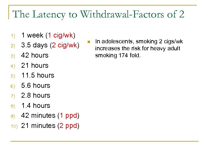 The Latency to Withdrawal-Factors of 2 1) 2) 3) 4) 5) 6) 7) 8)