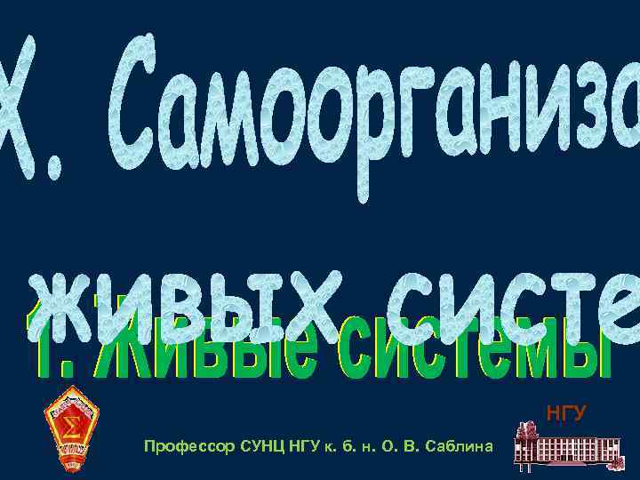НГУ Профессор СУНЦ НГУ к. б. н. О. В. Саблина 