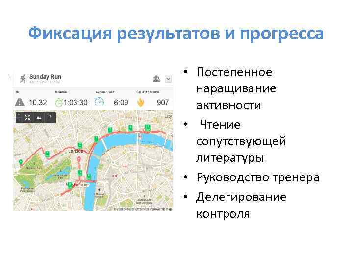 Фиксация результатов и прогресса • Постепенное наращивание активности • Чтение сопутствующей литературы • Руководство