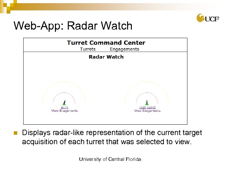 Web-App: Radar Watch n Displays radar-like representation of the current target acquisition of each