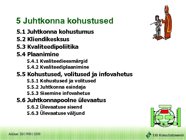 5 Juhtkonna kohustused 5. 1 Juhtkonna kohustumus 5. 2 Kliendikesksus 5. 3 Kvaliteedipoliitika 5.