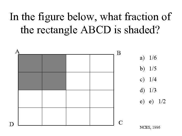 In the figure below, what fraction of the rectangle ABCD is shaded? A B