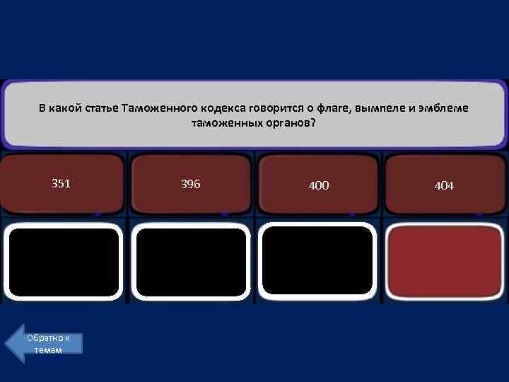 В какой статье Таможенного кодекса говорится о флаге, вымпеле и эмблеме таможенных органов? 351