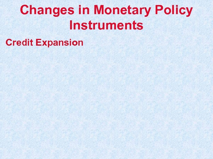 Changes in Monetary Policy Instruments Credit Expansion 