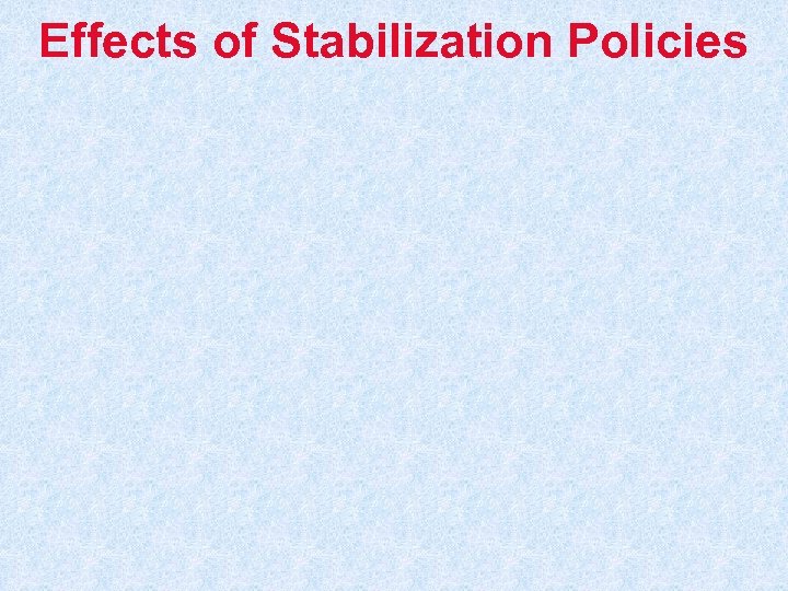 Effects of Stabilization Policies 