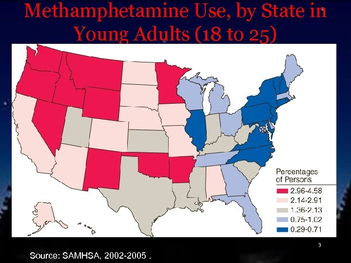 Methamphetamine Use, by State in Young Adults (18 to 25) 3 Source: SAMHSA, 2002