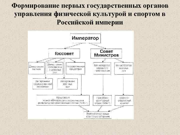 Формирование первых государственных органов управления физической культурой и спортом в Российской империи 