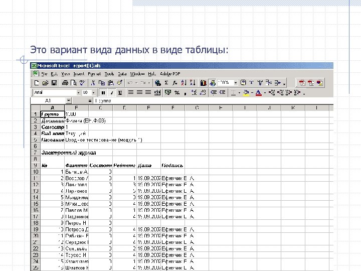 Это вариант вида данных в виде таблицы: 