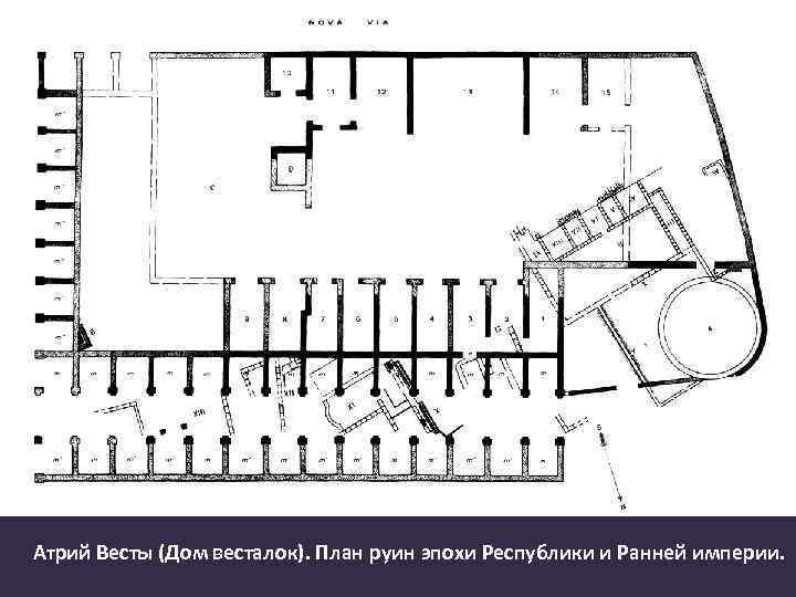 Атрий Весты (Дом весталок). План руин эпохи Республики и Ранней империи. 