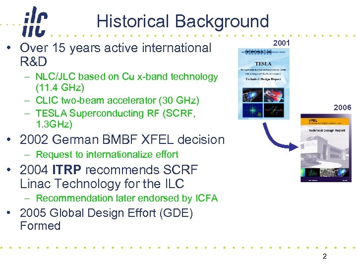 Historical Background • Over 15 years active international R&D 2001 – NLC/JLC based on