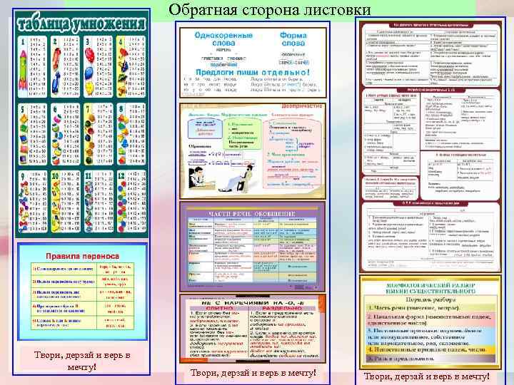 Обратная сторона листовки Твори, дерзай и верь в мечту! 