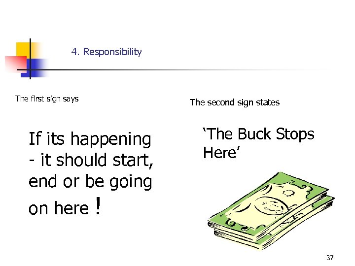 4. Responsibility The first sign says The second sign states If its happening -