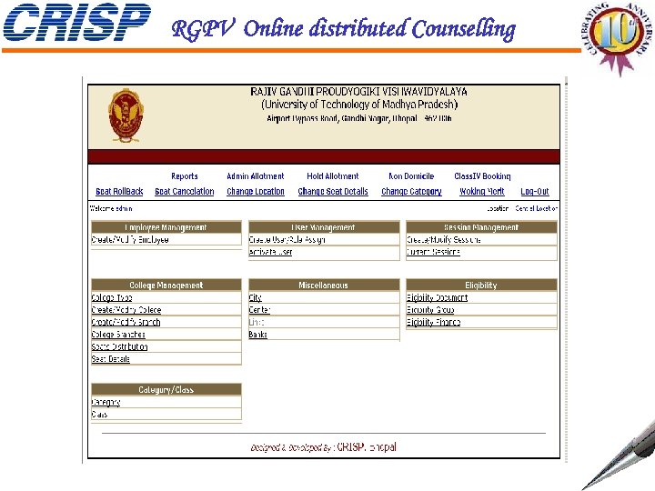 RGPV Online distributed Counselling 