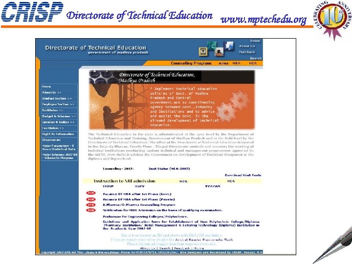 Directorate of Technical Education www. mptechedu. org 