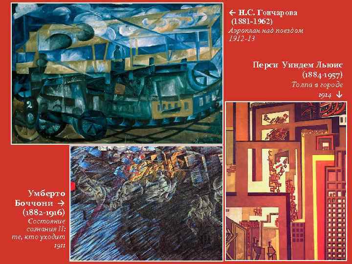 ← Н. С. Гончарова (1881 -1962) Аэроплан над поездом 1912 -13 Перси Уиндем Льюис
