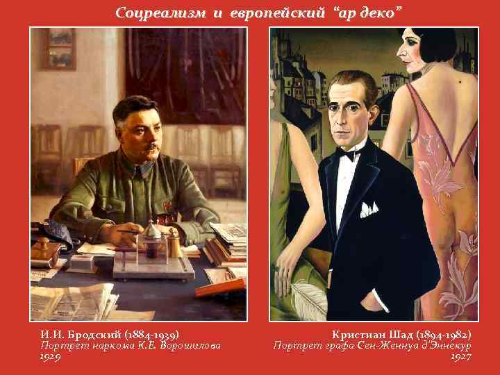 Соцреализм и европейский “ар деко” И. И. Бродский (1884 -1939) Портрет наркома К. Е.