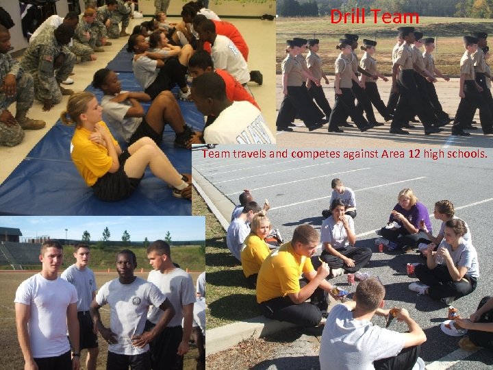 Drill Team travels and competes against Area 12 high schools. 