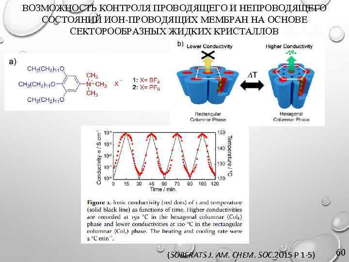 ВОЗМОЖНОСТЬ КОНТРОЛЯ ПРОВОДЯЩЕГО И НЕПРОВОДЯЩЕГО СОСТОЯНИЙ ИОН-ПРОВОДЯЩИХ МЕМБРАН НА ОСНОВЕ СЕКТОРООБРАЗНЫХ ЖИДКИХ КРИСТАЛЛОВ (SOBERATS