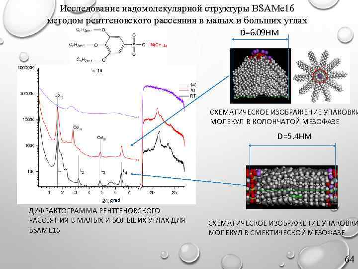 Исследование надомолекулярной структуры BSAMe 16 методом рентгеновского рассеяния в малых и больших углах D=6.