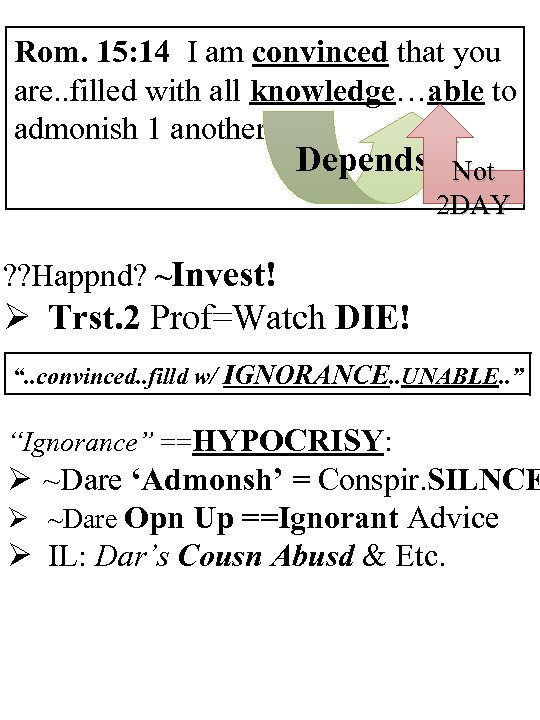 Rom. 15: 14 I am convinced that you are. . filled with all knowledge…able