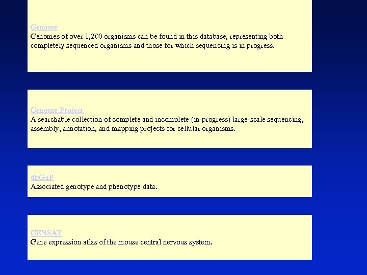 Genomes of over 1, 200 organisms can be found in this database, representing both
