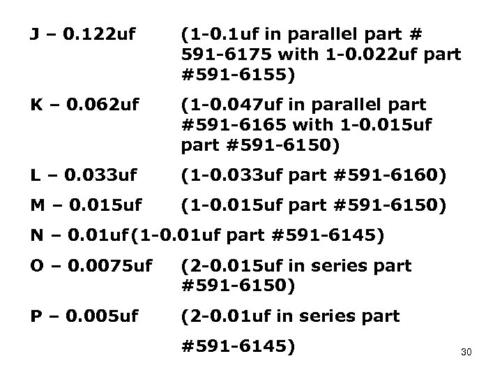 J – 0. 122 uf (1 -0. 1 uf in parallel part # 591