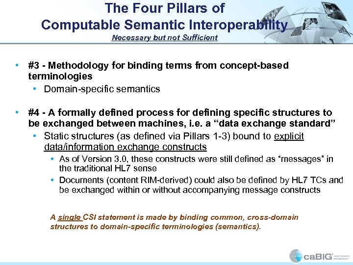 The Four Pillars of Computable Semantic Interoperability Necessary but not Sufficient • #3 -