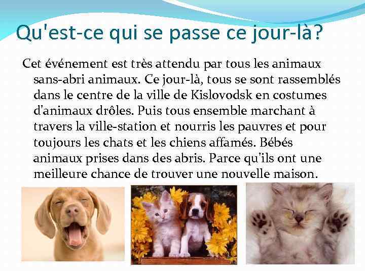 Qu'est-ce qui se passe ce jour-là? Cet événement est très attendu par tous les