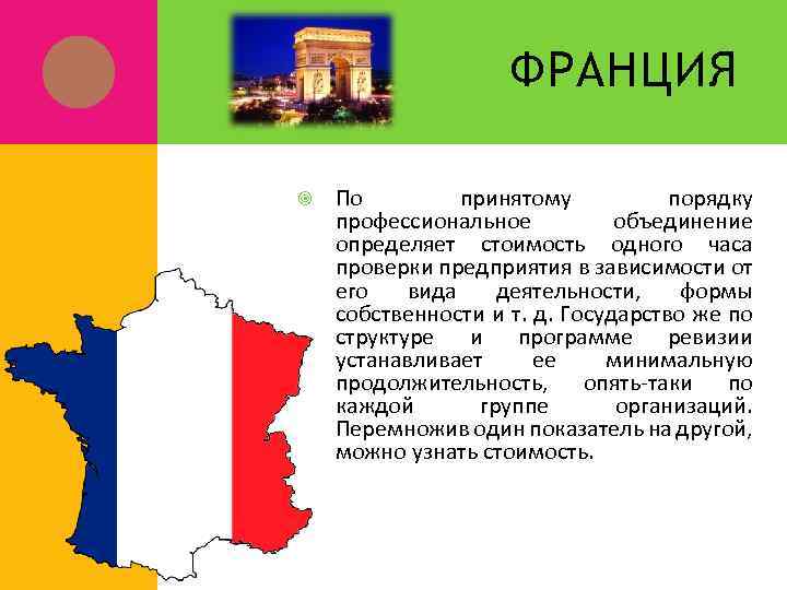 ФРАНЦИЯ По принятому порядку профессиональное объединение определяет стоимость одного часа проверки предприятия в зависимости