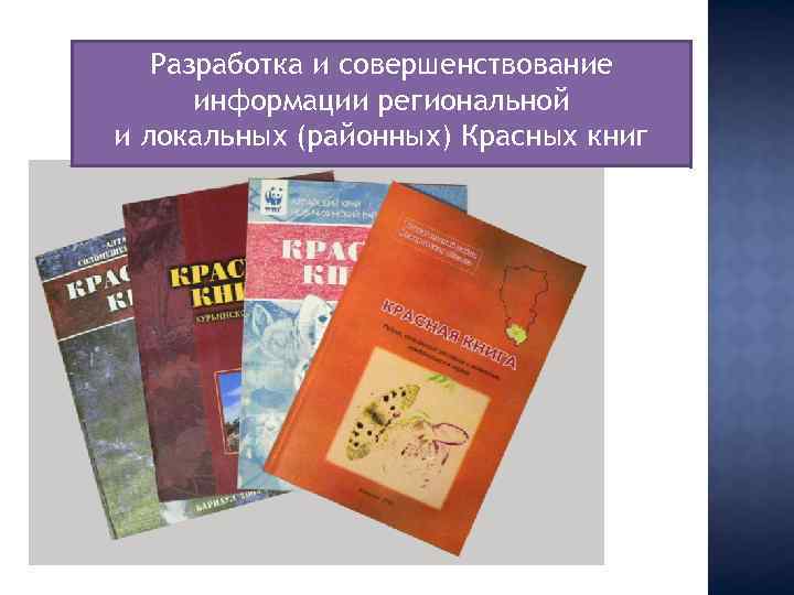 Разработка и совершенствование информации региональной и локальных (районных) Красных книг 