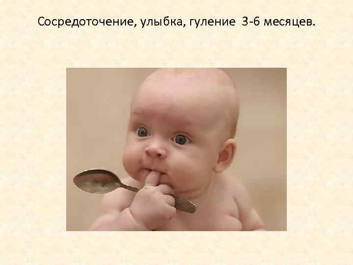 Сосредоточение, улыбка, гуление 3 -6 месяцев. 