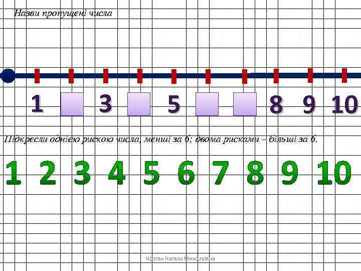 Назви пропущені числа 1 2 3 4 5 6 7 8 9 10 Підкресли