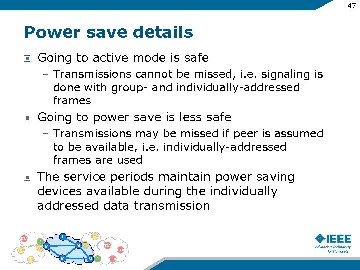47 Power save details Going to active mode is safe – Transmissions cannot be