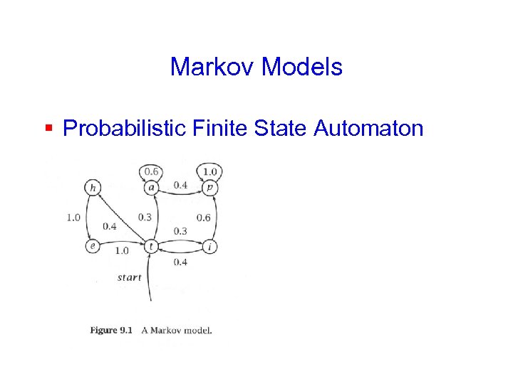 Markov Models § Probabilistic Finite State Automaton § Figure 9. 1 