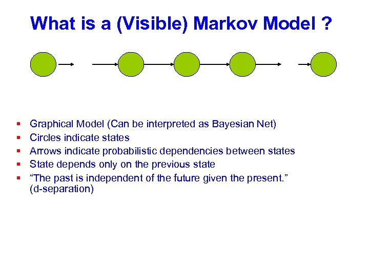 What is a (Visible) Markov Model ? § § § Graphical Model (Can be