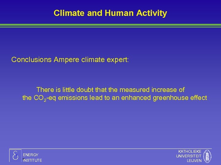 Climate and Human Activity Conclusions Ampere climate expert: There is little doubt that the