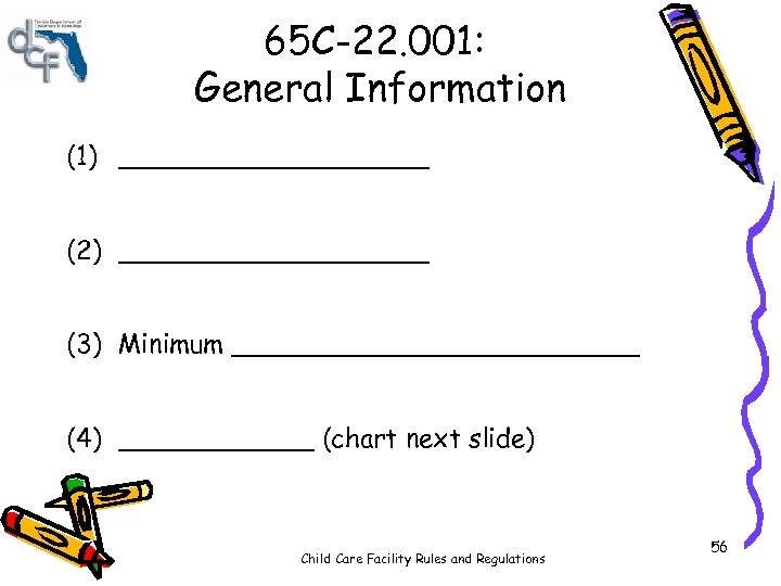 65 C-22. 001: General Information (1) __________ (2) __________ (3) Minimum _____________ (4) ______