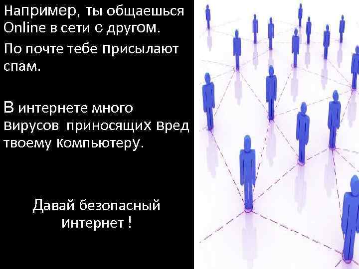 Например, ты общаешься Online в сети с другом. По почте тебе присылают спам. В