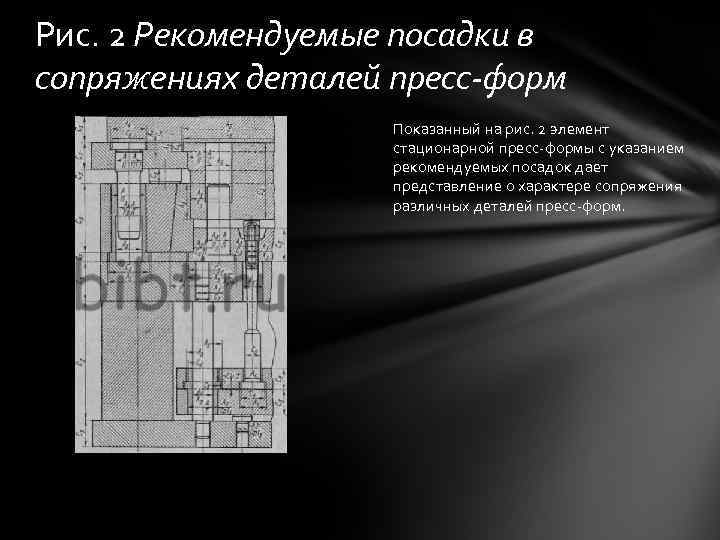 Рис. 2 Рекомендуемые посадки в сопряжениях деталей пресс-форм Показанный на рис. 2 элемент стационарной