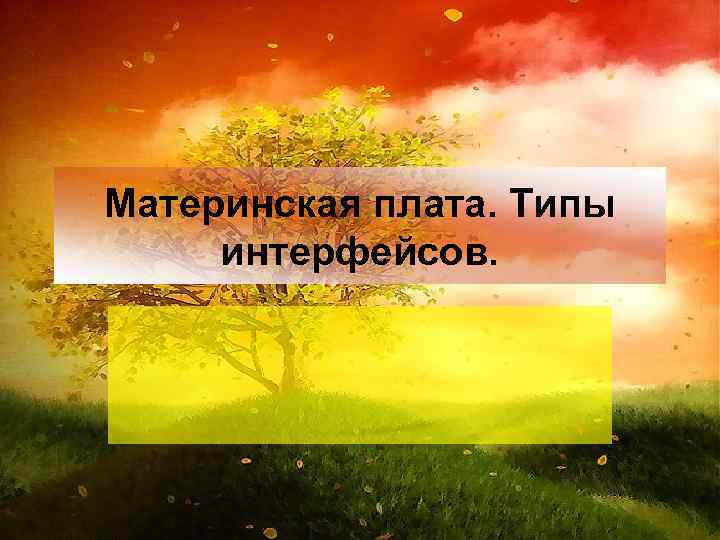 Материнская плата. Типы интерфейсов. 