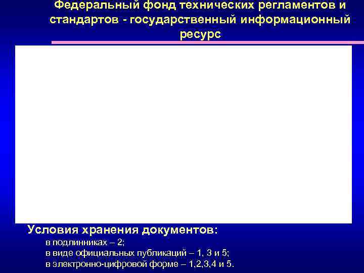 Федеральный фонд технических регламентов и стандартов - государственный информационный ресурс Условия хранения документов: в