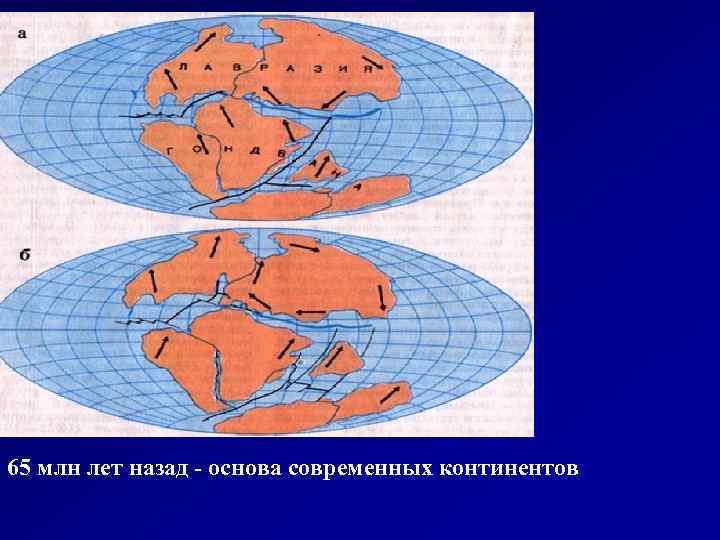 65 млн лет назад - основа современных континентов 