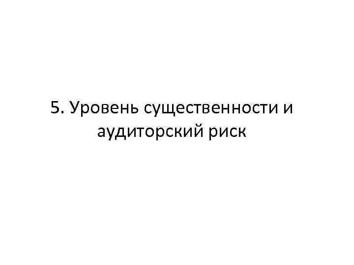 5. Уровень существенности и аудиторский риск 