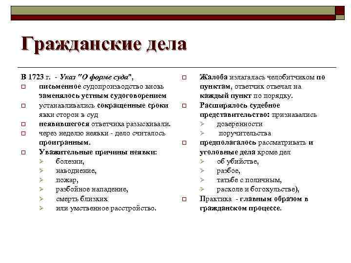 Гражданские дела В 1723 г. - Указ 