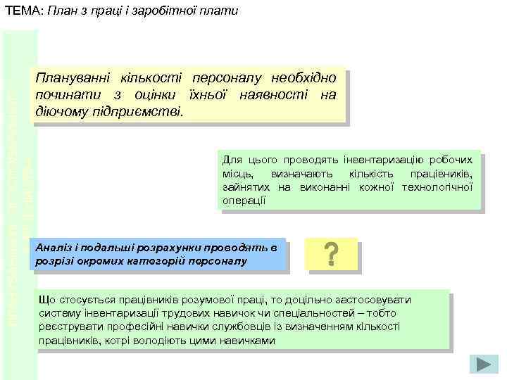 ПЛАНУВАННЯ ЛІСОГОСПОДАРСЬКОГО ВИРОБНИЦТВА ТЕМА: План з праці і заробітної плати Плануванні кількості персоналу необхідно
