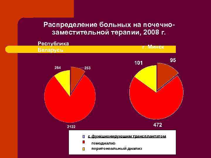 Распределение больных на почечнозаместительной терапии, 2008 г. Республика Беларусь г. Минск с функционирующим трансплантатом
