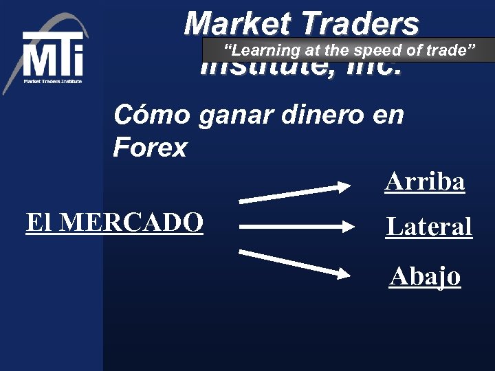 Market Traders “Learning at the speed of trade” Institute, Inc. Cómo ganar dinero en