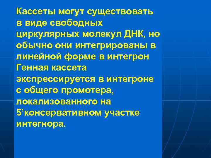 Кассеты могут существовать в виде свободных циркулярных молекул ДНК, но обычно они интегрированы в