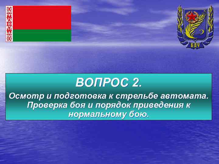 ВОПРОС 2. Осмотр и подготовка к стрельбе автомата. Проверка боя и порядок приведения к